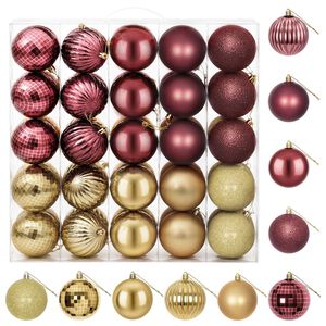 vidaXL Ensemble de boules de No&euml;l 50 pc Or et rouge bordeaux 8 cm