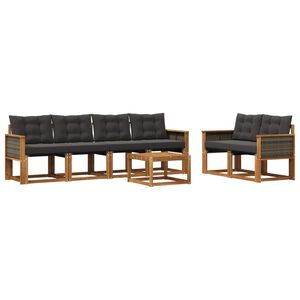 vidaXL Ensemble de canap&eacute;s d'ext&eacute;rieur 7 pcs Naturel et noir