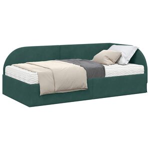 vidaXL Cadre de lit d'angle avec matelas 2 pc Vert fonc&eacute; 80 x 200 cm