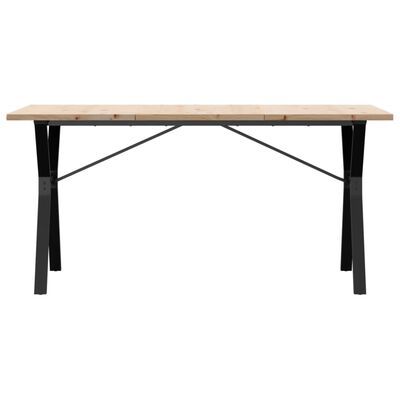 vidaXL Table à manger cadre en Y 160x80x75,5 cm bois pin massif fonte