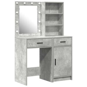 vidaXL Ensemble de table de maquillage avec LED 2 pc Gris b&eacute;ton