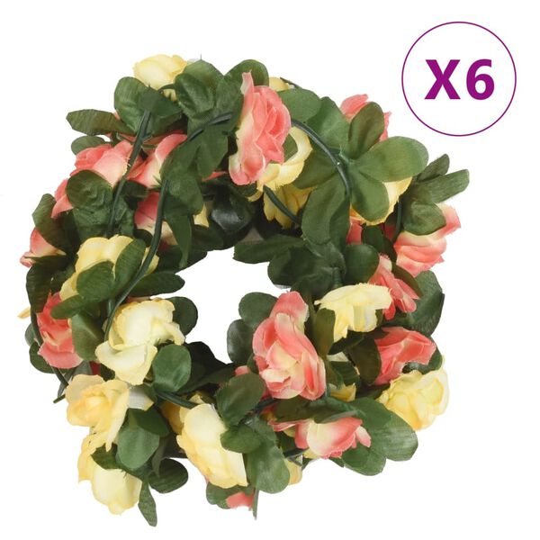 vidaXL Guirlandes de fleurs de Noël 6 pcs rouge vif 250 cm
