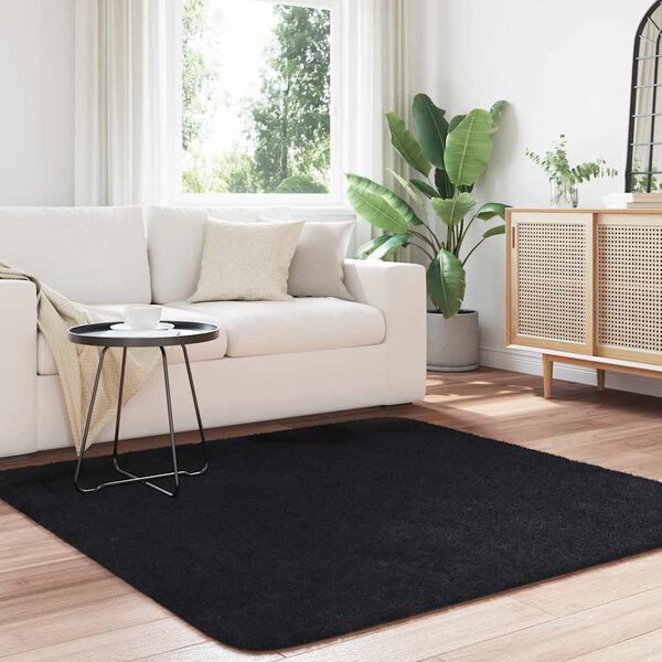 vidaXL Tapis shaggy &agrave; poils longs NAVARRA noir 160x160 cm polyester