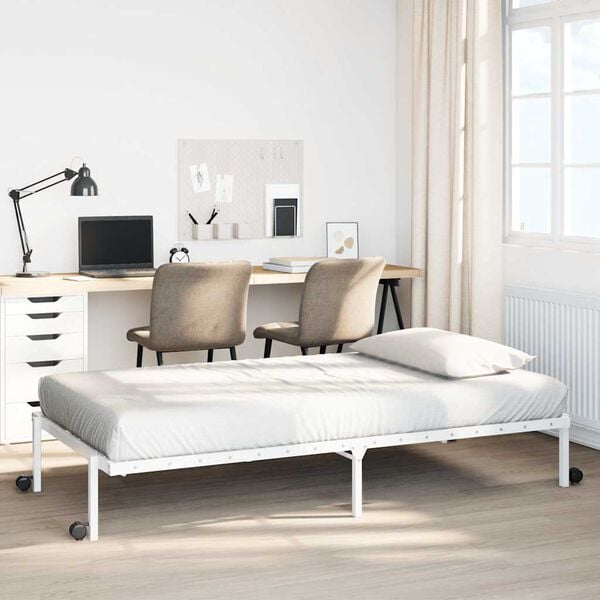 vidaXL Cadre de lit sans matelas pliable blanc 100x200 cm acier