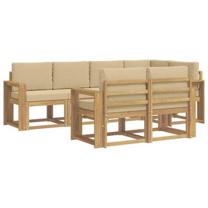 vidaXL Ensemble de canap&eacute;s d'ext&eacute;rieur 7 pcs Blanc et Beige Polyester
