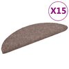 vidaXL Tapis d'escalier auto-adh&eacute;sifs 15 pi&egrave;ces 56 x 17 x 3 cm Marron clair Demi-rond