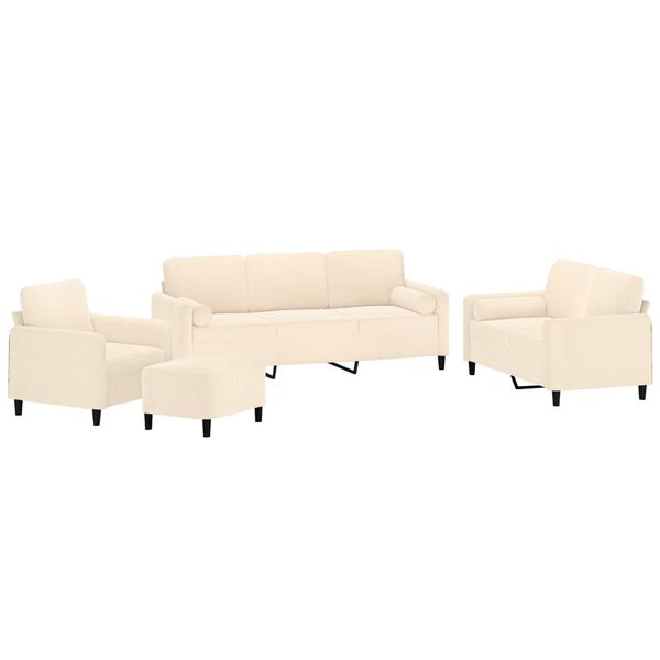 vidaXL Ensemble de canap&eacute;s 4 pcs coussins d&eacute;coratifs et coussins Cr&egrave;me