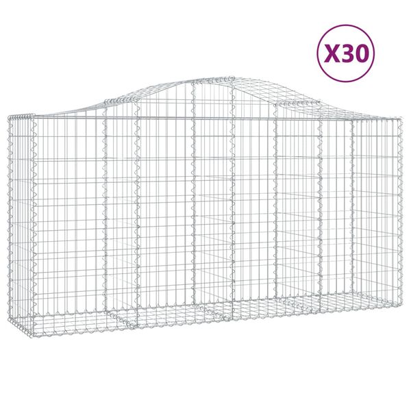 vidaXL Paniers &agrave; gabions arqu&eacute;s 30 pcs 200x50x100/120 cm fer galvanis&eacute;