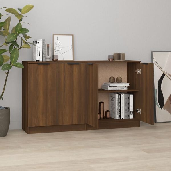 vidaXL Buffets 2 pcs ch&ecirc;ne marron 60x30x70 cm Bois d'ing&eacute;nierie