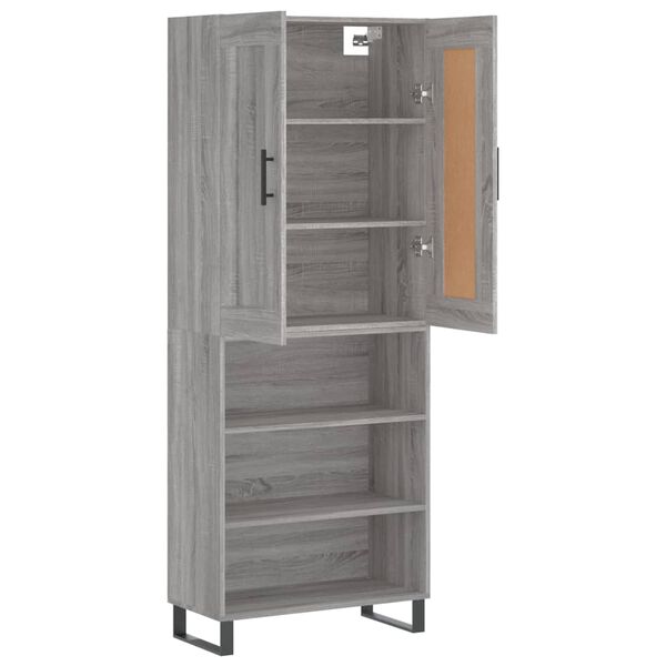 vidaXL Buffet haut Sonoma gris 69,5x34x180 cm Bois d'ing&eacute;nierie