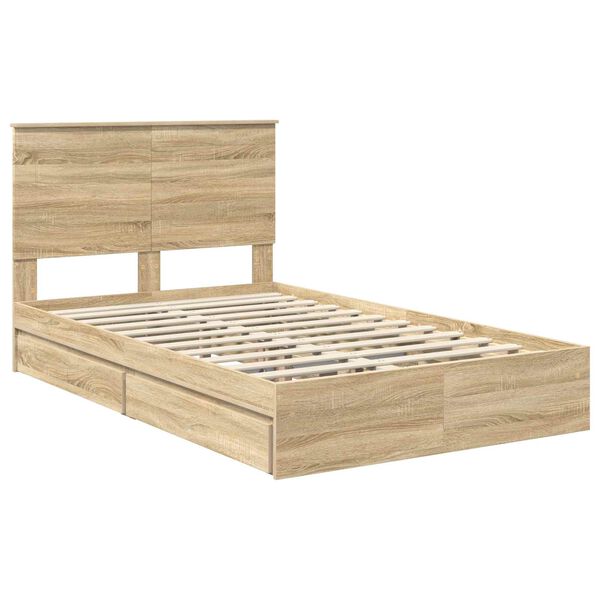 vidaXL Lit de Rangement Ch&ecirc;ne Sonoma 120 x 190 cm Bois d'ing&eacute;nierie