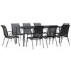 vidaXL Ensemble &agrave; manger de jardin 9 pcs noir textil&egrave;ne et acier