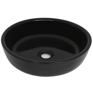 vidaXL Lavabo rond c&eacute;ramique noir 42x12 cm
