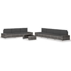 vidaXL Salon de jardin 8 pcs R&eacute;sine tress&eacute;e Gris