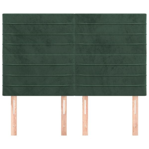 vidaXL T&ecirc;te de lit Vert fonc&eacute; 144 x 5 x 118/128 cm Velours