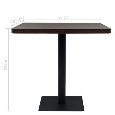 vidaXL Table de bistro MDF et acier Carré 80 x 80 x 75 cm Frêne foncé