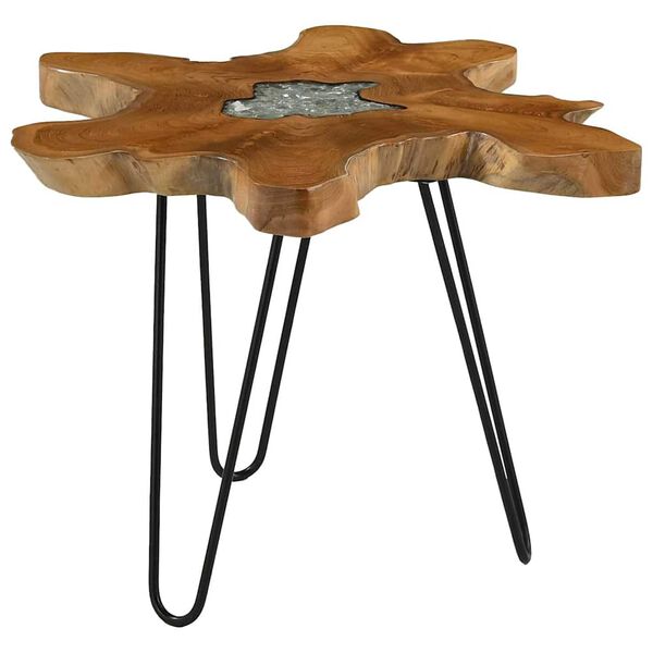 vidaXL Table basse 70x45 cm Bois de teck massif et polyr&eacute;sine