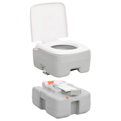 Ensemble de toilettes de camping portables avec lavabo et réservoir d'eau  en finition grise VidaXL - Habitium®