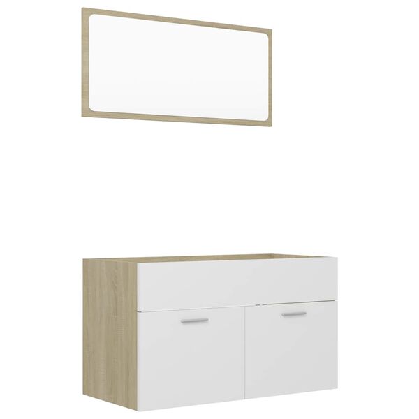 vidaXL Ensemble de meubles de salle de bain 2pcs Blanc et ch&ecirc;ne sonoma