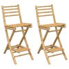 vidaXL Tabourets de bar d'ext&eacute;rieur avec repose-pieds 2 pcs pliables en bambou