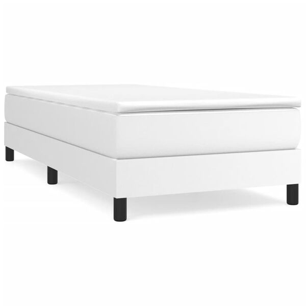 vidaXL Sommier &agrave; lattes de lit avec matelas Blanc 90x200 cm Similicuir