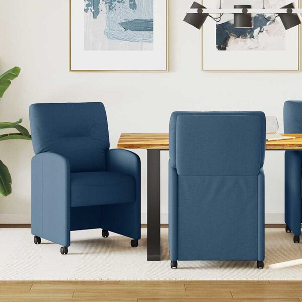 vidaXL Chaises de Salle &agrave; Manger avec Roues 2 pcs Bleu 57 x 67 x 95 cm