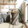vidaXL Table d'appoint de jardin forme tambour gris rotin bois massif