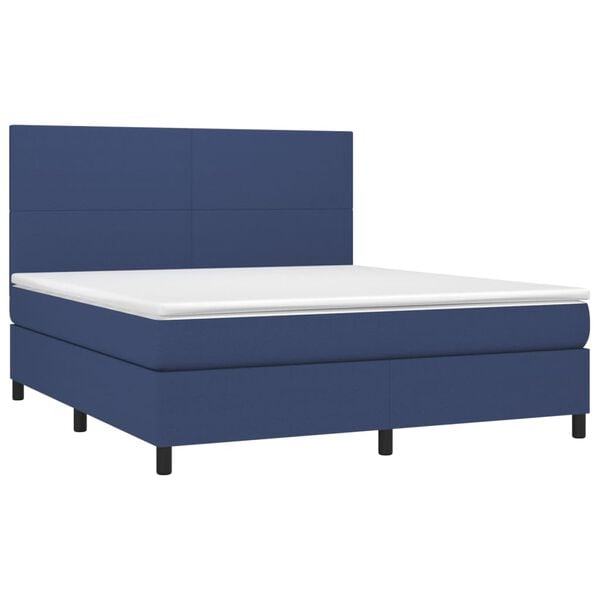 vidaXL Sommier &agrave; lattes de lit et matelas et LED Bleu 180x200 cm Tissu