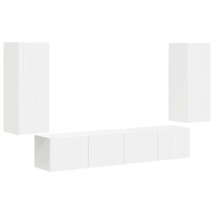 vidaXL Ensemble de meuble TV mural 4 pc Blanc Bois d'ing&eacute;nierie
