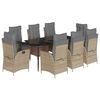 vidaXL Ensemble &agrave; manger de jardin et coussins 9 pcs beige Poly rotin
