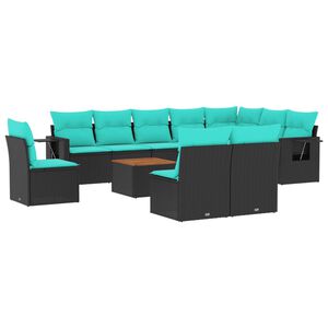 vidaXL Ensemble de canap&eacute; de jardin 11 pcs avec coussins noir