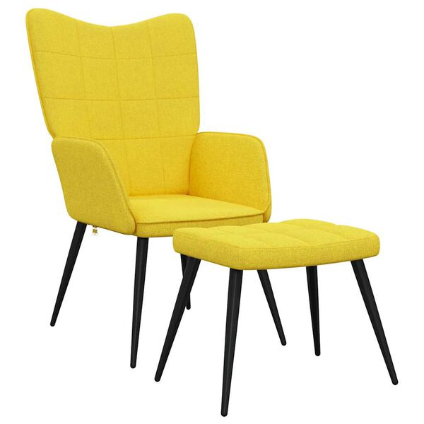 vidaXL Chaise de relaxation avec tabouret Jaune moutarde Tissu