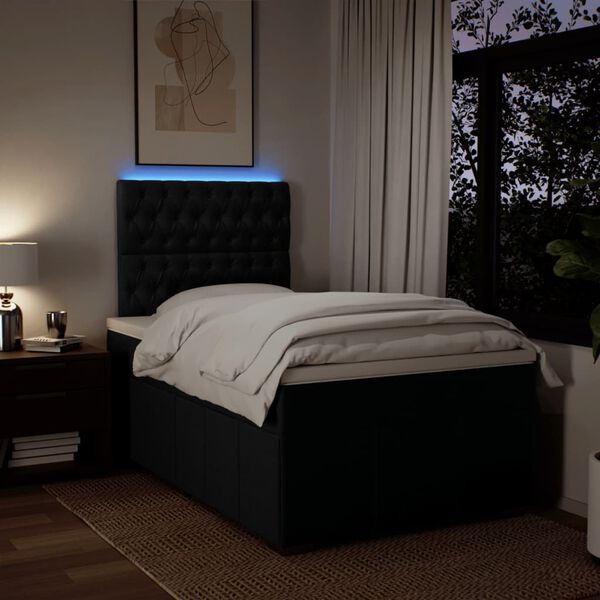 vidaXL Sommier &agrave; lattes de lit avec matelas noir 120x190 cm tissu