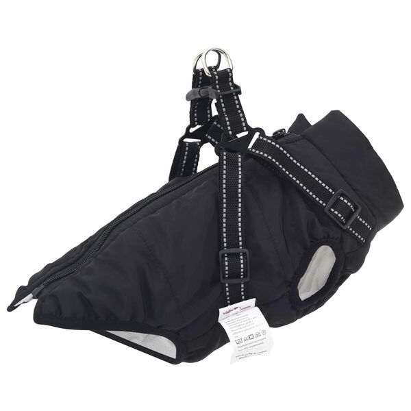 vidaXL Manteau pour chien avec harnais Noir M Fleece et Polyester