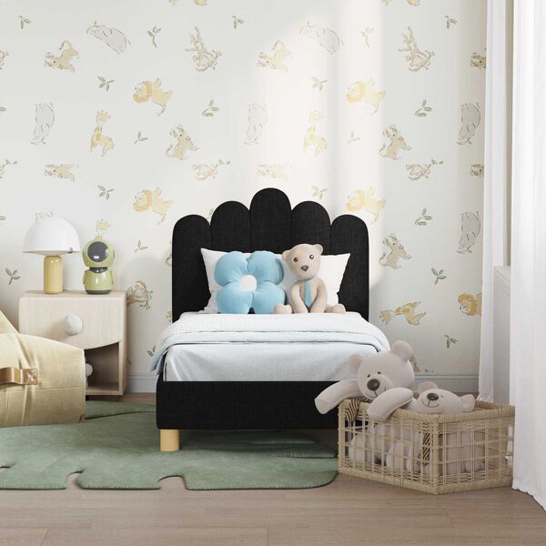 vidaXL Cadre de lit pour tout-petit avec tête de lit Noir 70 x 140 cm