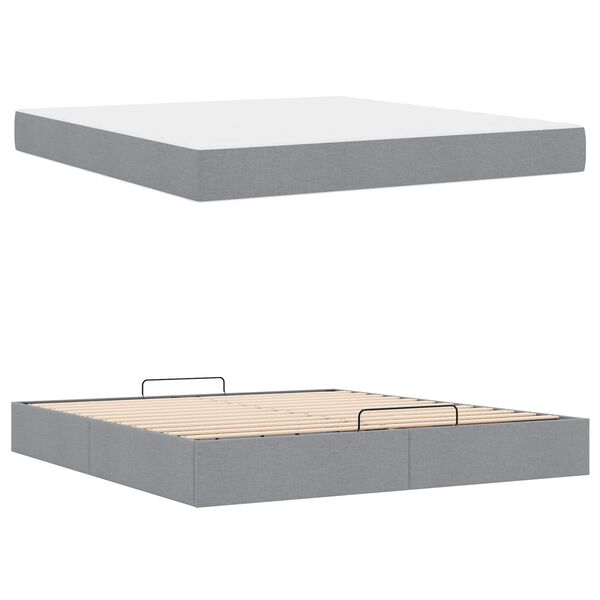 vidaXL Cadre de lit avec matelas avec matelas 2 pcs Gris clair tissu