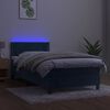 vidaXL Sommier &agrave; lattes de lit avec matelas et LED Bleu fonc&eacute; 90x190cm
