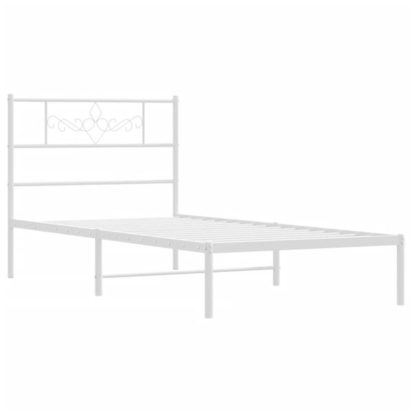vidaXL Cadre de lit métal sans matelas avec tête de lit blanc 90x200cm