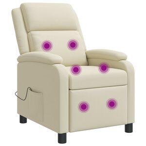 vidaXL Fauteuil de massage inclinable Cr&egrave;me Simili cuir