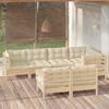 vidaXL Salon de jardin 8 pcs avec coussins cr&egrave;me Bois de pin massif