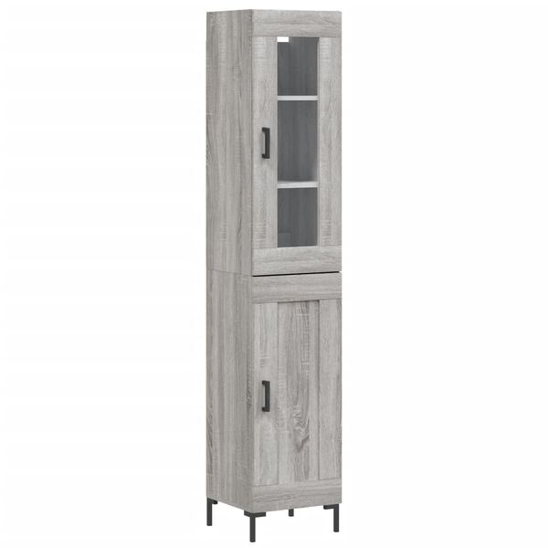 vidaXL Buffet haut Sonoma gris 34,5x34x180 cm Bois d'ing&eacute;nierie