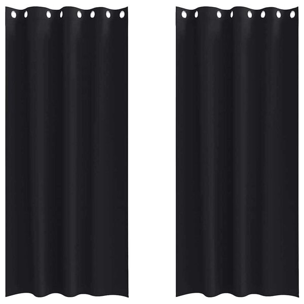vidaXL Rideaux occultants avec anneaux 2 pcs Noir 225 x 140 cm