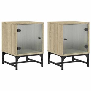 vidaXL Tables de chevet et portes vitr&eacute;es 2pcs ch&ecirc;ne sonoma 35x37x50cm
