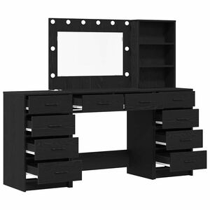 vidaXL Table de Toilette 3 pcs Ch&ecirc;ne noir Bois d'ing&eacute;nierie