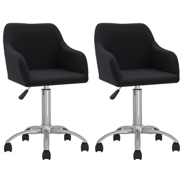 vidaXL Chaises pivotantes &agrave; manger lot de 2 Noir Tissu