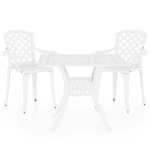 vidaXL Ensemble de bistro 3 pcs Aluminium coul&eacute; Blanc