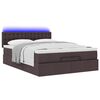 vidaXL Lit ottoman avec matelas et LED marron fonc&eacute; 140x190 cm tissu