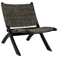 vidaXL Chaise de relaxation Noir Rotin naturel kubu et bois d'acajou