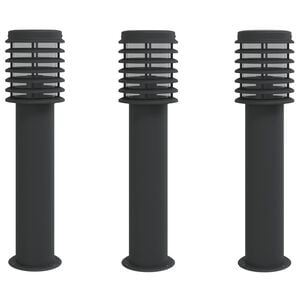 vidaXL Lampadaires d'ext&eacute;rieur 3 pcs noir 60 cm acier inoxydable