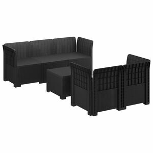 vidaXL Canap&eacute; de Jardin 5 Places Aspect Rotin PP Anthracite